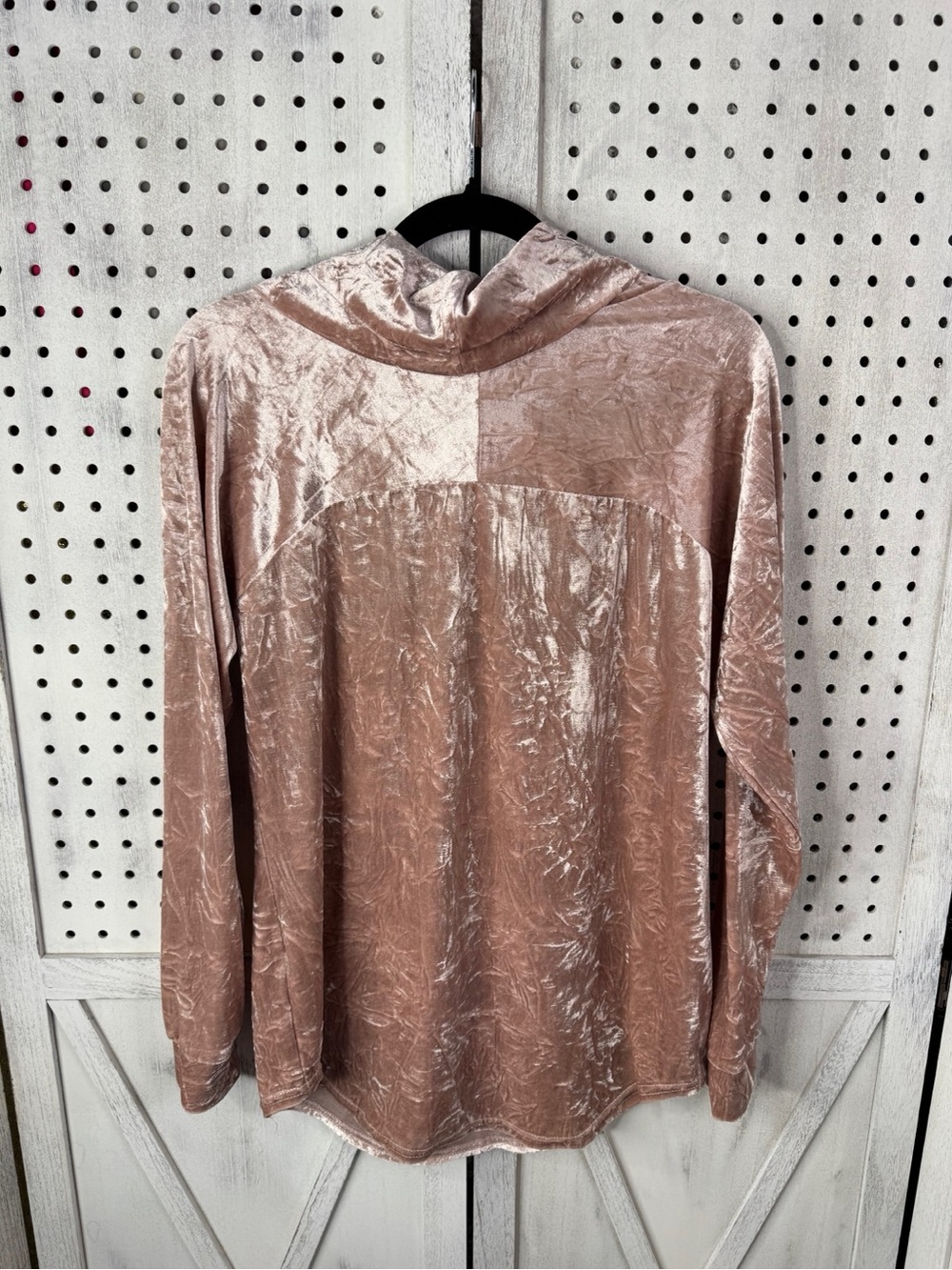 Ultra Flirt Blush Pink Crushed Velvet Hoodie Y2K Lounge Coquette Size L - Picture 10 of 11